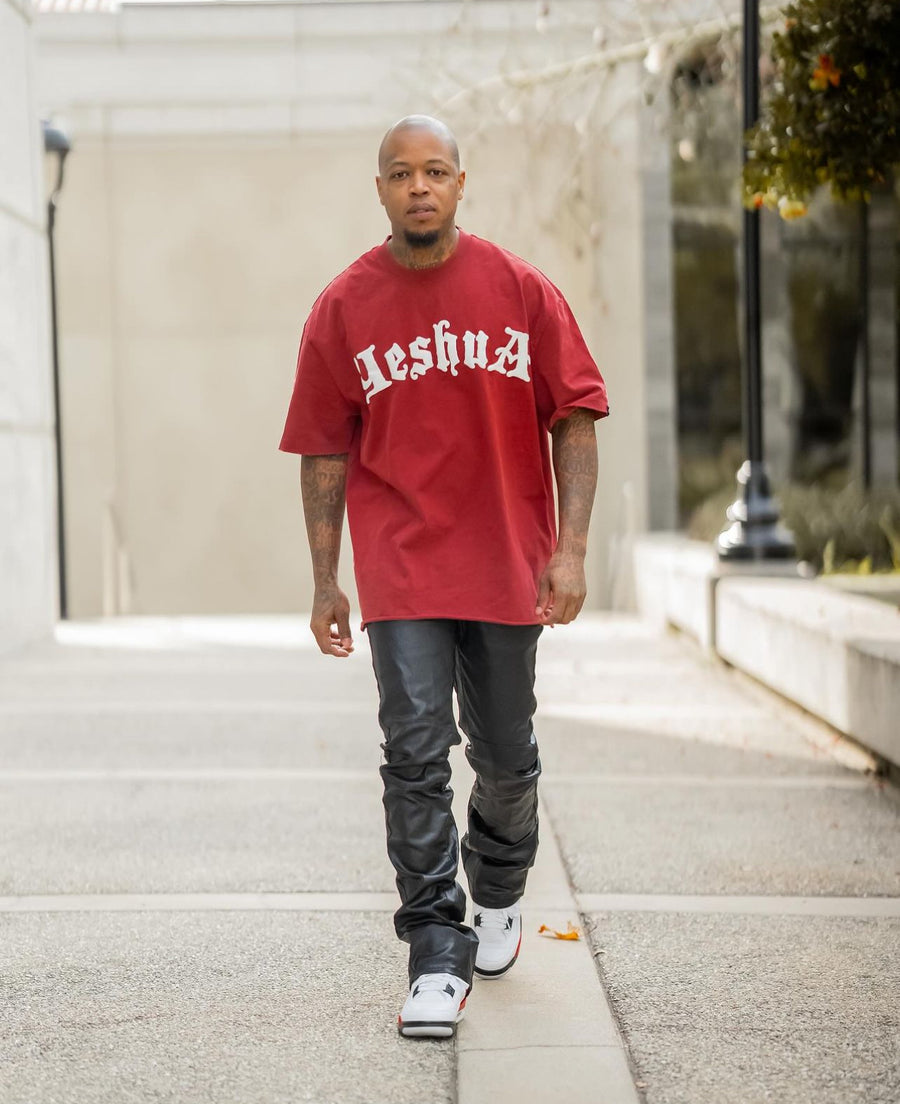 Yeshua Scripture Raw Hem Tee (Oversized Fit) - Premium Shirts & Tops from KEPT Clothing Brand - Just $45! Shop now at KEPT Clothing Brand