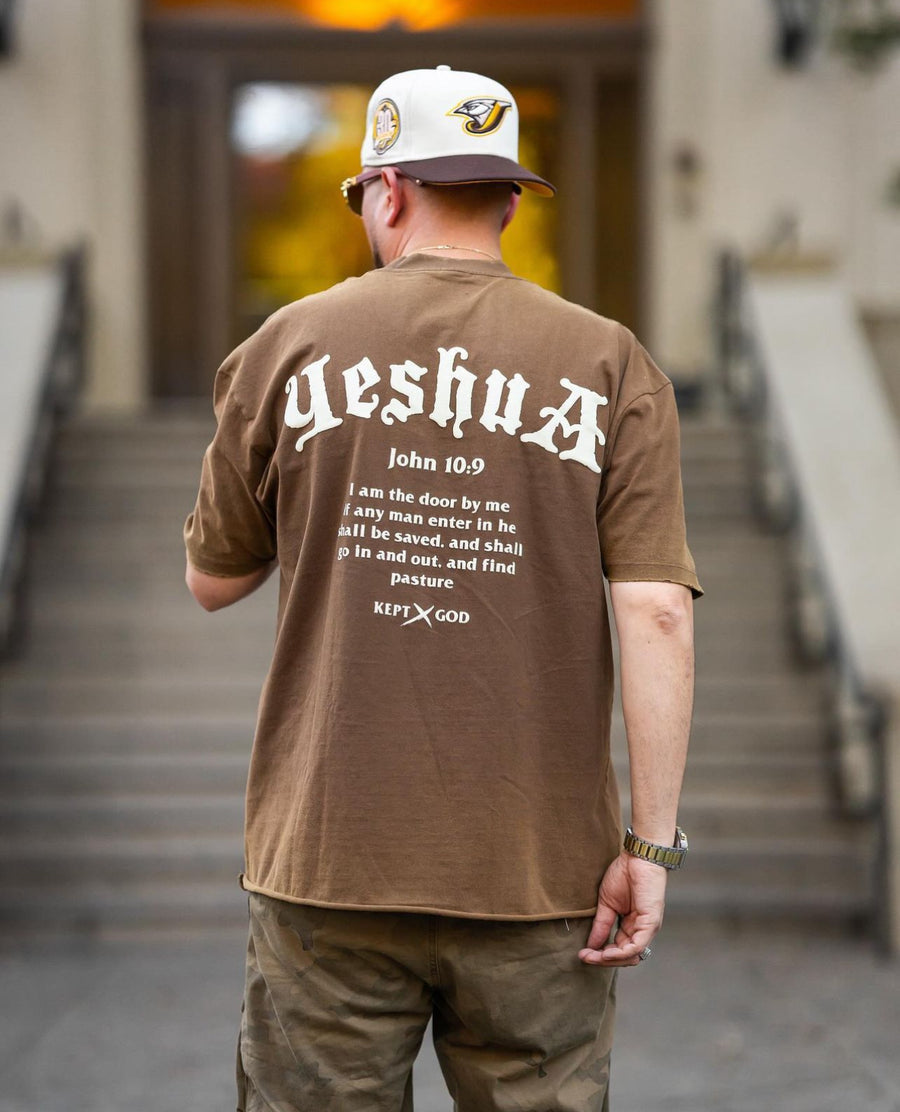 Yeshua Scripture Raw Hem Tee (Oversized Fit) - Premium Shirts & Tops from KEPT Clothing Brand - Just $35! Shop now at KEPT Clothing Brand