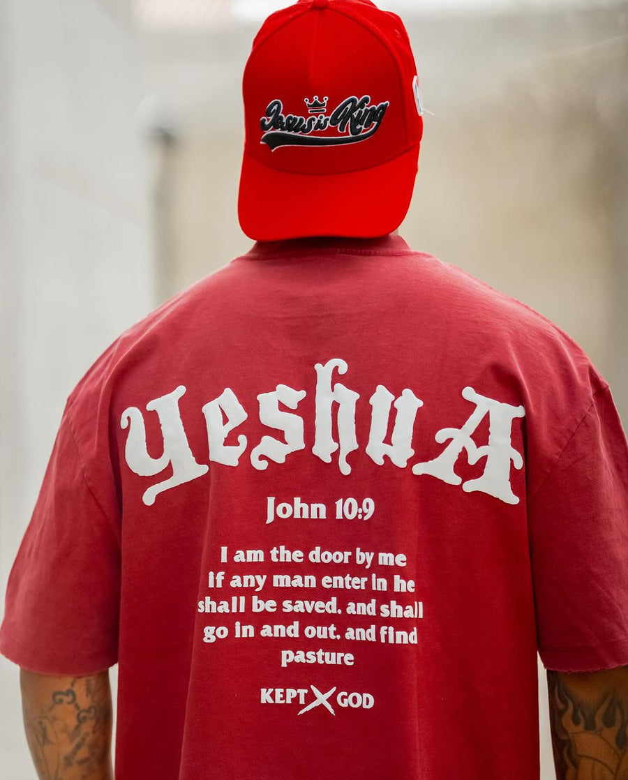 Yeshua Scripture Raw Hem Tee (Oversized Fit) - Premium Shirts & Tops from KEPT Clothing Brand - Just $45! Shop now at KEPT Clothing Brand
