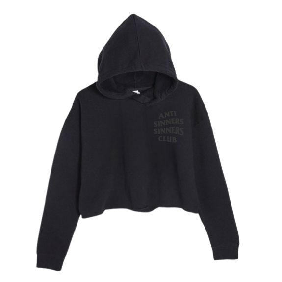 Women’s ASSC Crop Hoodie - Onyx - Premium Anti Sinners Sinners Club from KEPT Clothing Brand - Just $22! Shop now at KEPT Clothing Brand
