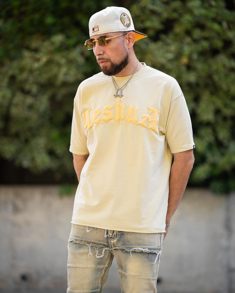 Yeshua Scripture Raw Hem Tee (Oversized Fit) - Premium Shirts & Tops from KEPT Clothing Brand - Just $38! Shop now at KEPT Clothing Brand