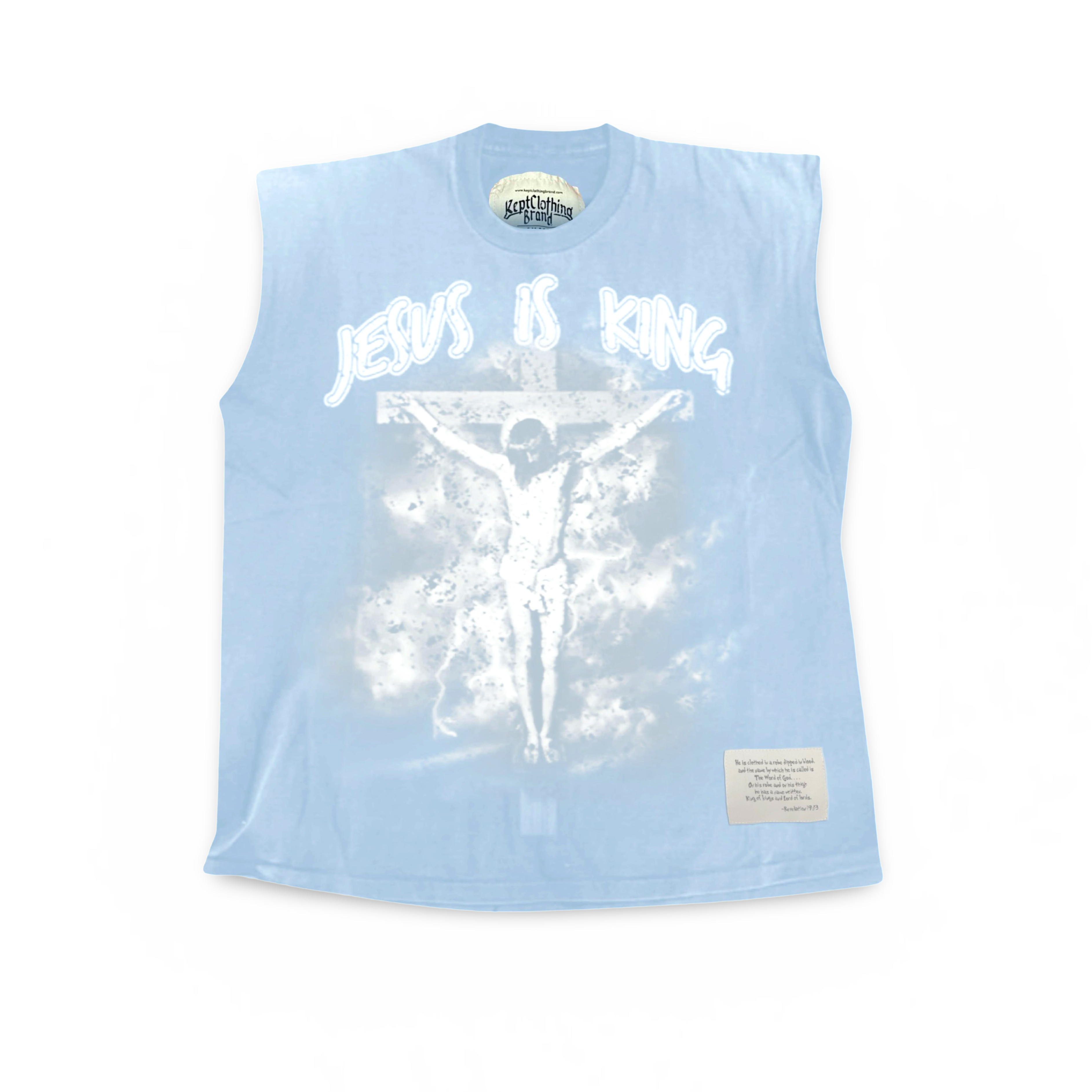 Jesus is King Muscle Tee - Carolina Blue - Premium Shirts & Tops from KEPT Clothing Brand - Just $28! Shop now at KEPT Clothing Brand