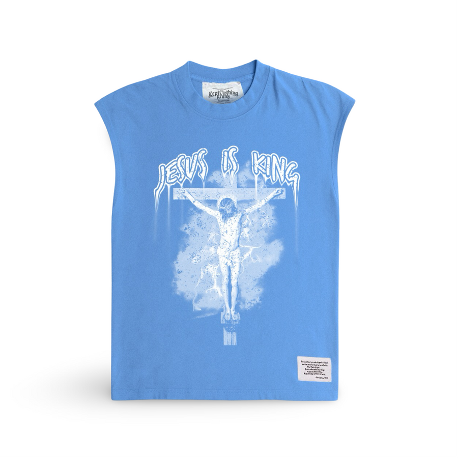 Jesus is King Muscle Tee - Carolina Blue - Premium Shirts & Tops from KEPT Clothing Brand - Just $28! Shop now at KEPT Clothing Brand