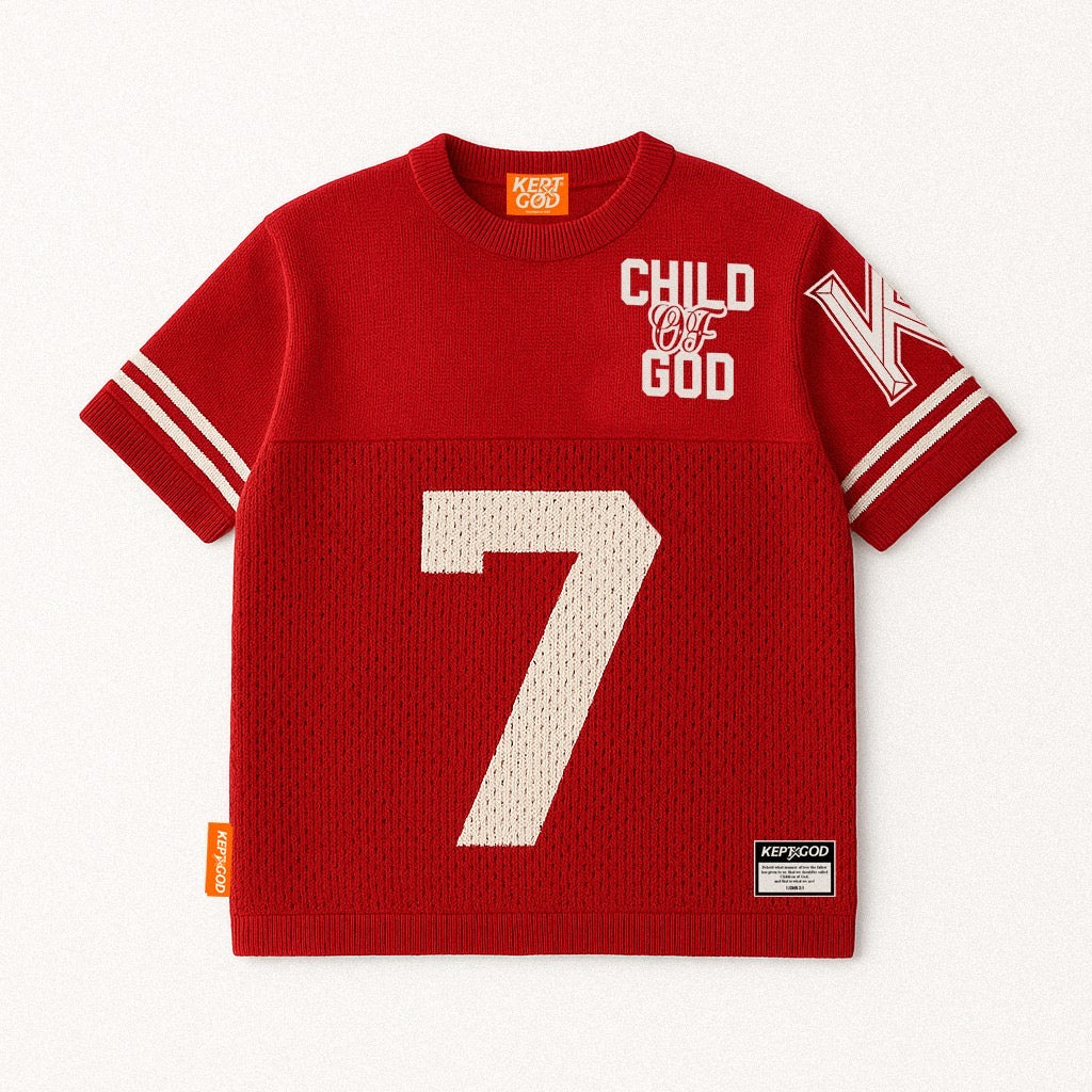 Child of God Knitted Jersey - Trinity Red - Premium Shirts & Tops from KEPT Clothing Brand - Just $85! Shop now at KEPT Clothing Brand
