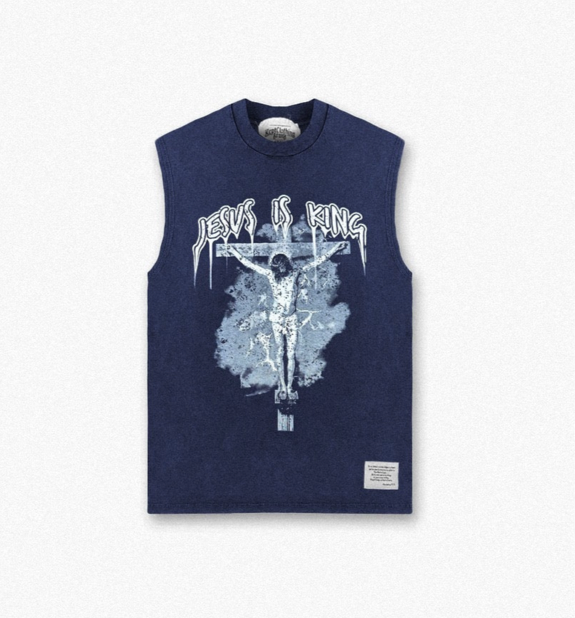 Jesus is King Muscle Tee - Navy Blue - Premium Shirts & Tops from KEPT Clothing Brand - Just $35! Shop now at KEPT Clothing Brand