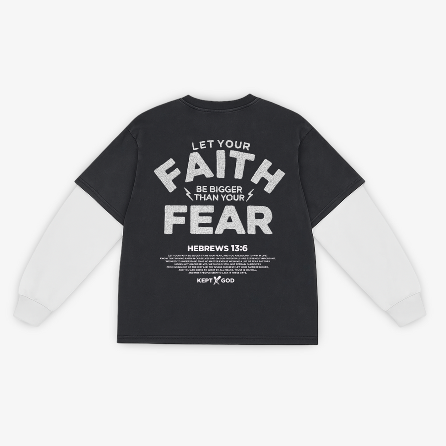 Faith Over Fear Oversized Box 2FER L/S Tee - Premium Shirts & Tops from KEPT Clothing Brand - Just $45! Shop now at KEPT Clothing Brand