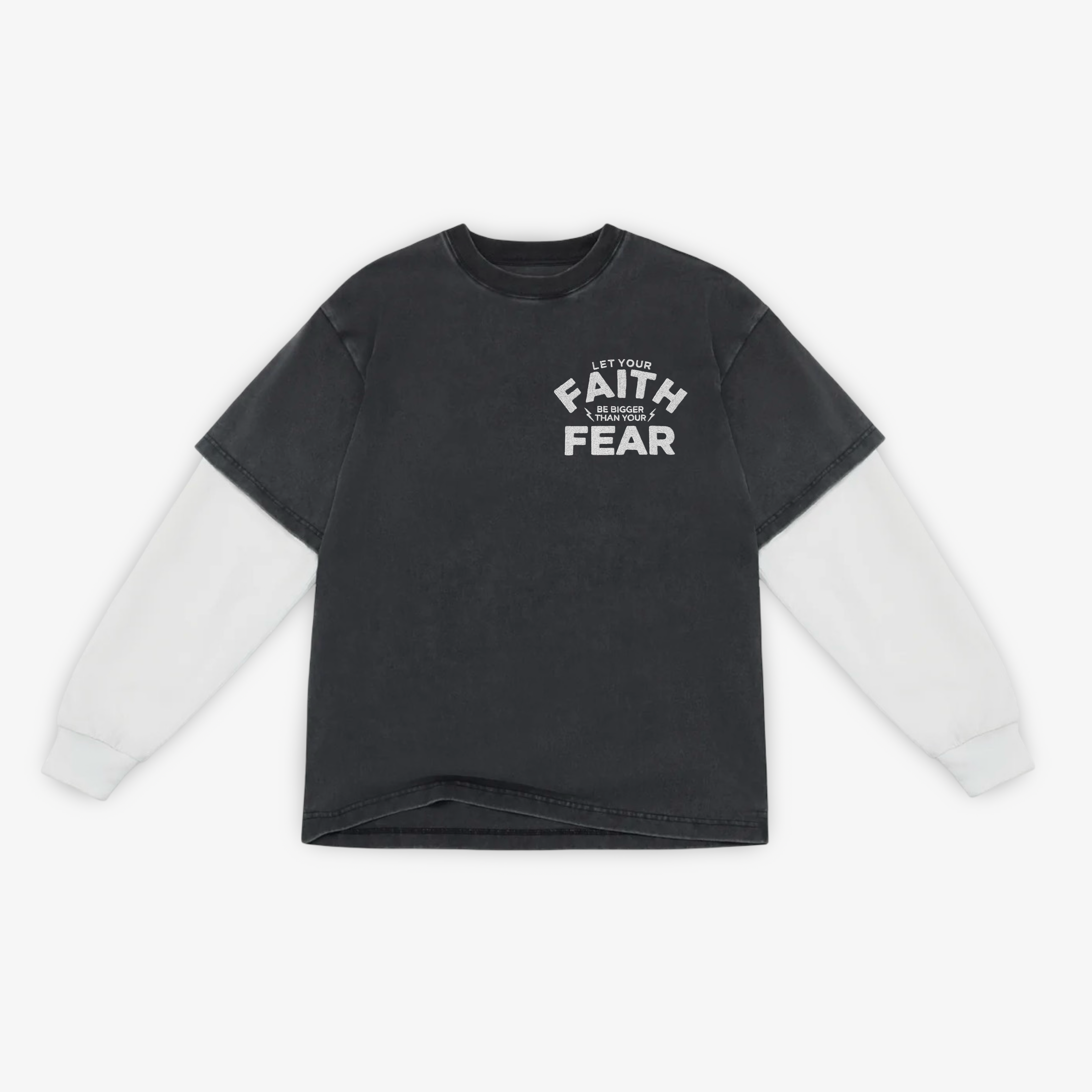 Faith Over Fear Oversized Box 2FER L/S Tee - Premium Shirts & Tops from KEPT Clothing Brand - Just $45! Shop now at KEPT Clothing Brand