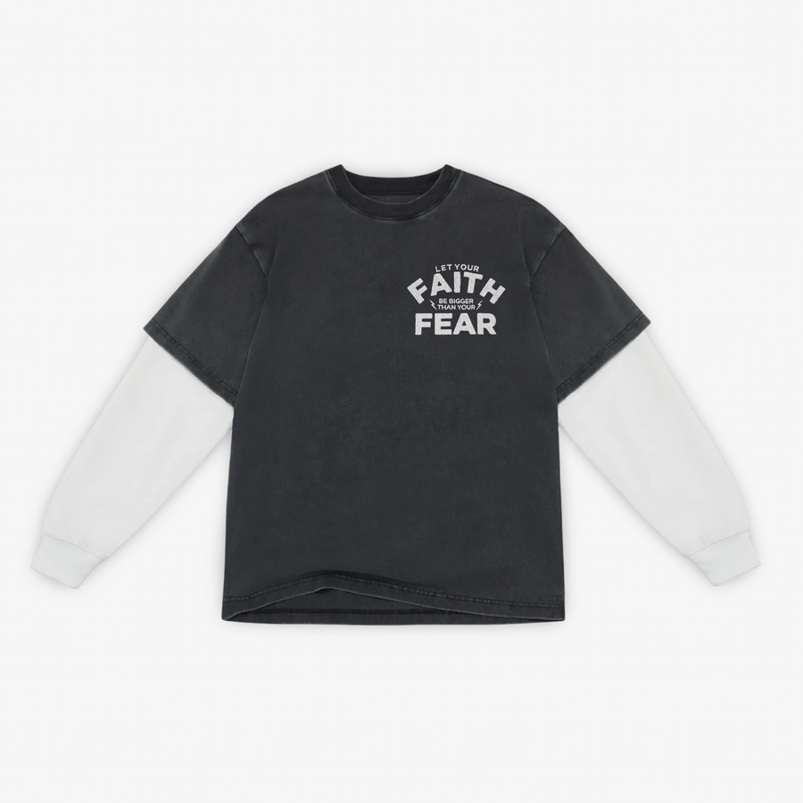 Faith Over Fear Oversized Box 2FER L/S Tee - Premium Shirts & Tops from KEPT Clothing Brand - Just $45! Shop now at KEPT Clothing Brand