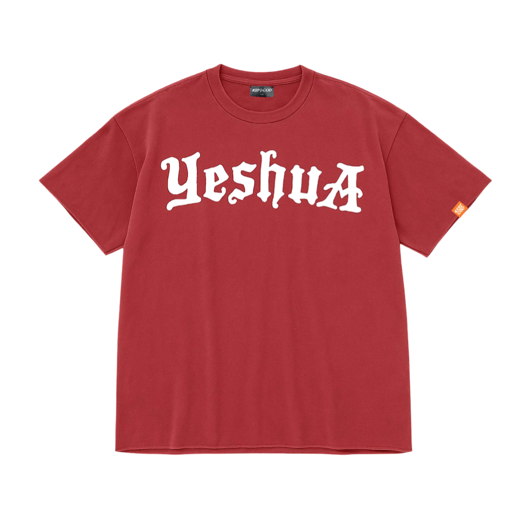 Yeshua Scripture Raw Hem Tee (Oversized Fit) - Premium Shirts & Tops from KEPT Clothing Brand - Just $38! Shop now at KEPT Clothing Brand