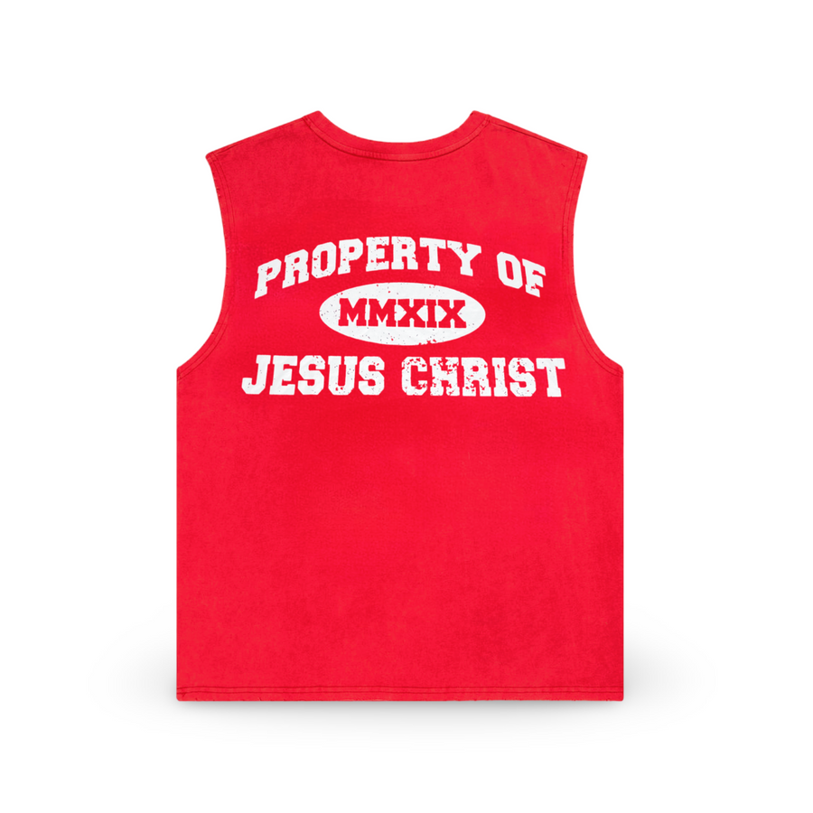 Jesus is King Muscle Tee - Vintage Red